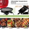 image1600W Electric Grill Outdoor 15Serving Freestanding Camping Grill wRemovable NonStick Grilling Rack Oil Drip Tray Temperature Adjustable Portable BBQ Grill for Patio Backyard RedRed