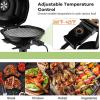 image1600W Electric Grill Outdoor 15Serving Freestanding Camping Grill wRemovable NonStick Grilling Rack Oil Drip Tray Temperature Adjustable Portable BBQ Grill for Patio Backyard RedBlack