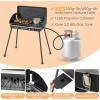image2Burner Propane Camping Stove Portable Camp Grill wRoast Grill 3Sided Wind Screen Removable Leg Dual Control Knobs Outdoor Stove for BBQ Picnic 20000 BTU BlackBlack
