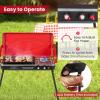 image2Burner Propane Camping Stove Portable Camp Grill wRoast Grill 3Sided Wind Screen Removable Leg Dual Control Knobs Outdoor Stove for BBQ Picnic 20000 BTU BlackRed