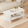 image2Tier Wooden Coffee Table 45L Modern Tea Table with Open Storage Shelf Easy Assembly Center Table for Living Room Home Office Bedroom Balcony Reception Room BlackWhite