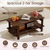 image2Tier Wooden Coffee Table 45L Modern Tea Table with Open Storage Shelf Easy Assembly Center Table for Living Room Home Office Bedroom Balcony Reception Room BlackWalnut