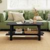 image2Tier Wooden Coffee Table 45L Modern Tea Table with Open Storage Shelf Easy Assembly Center Table for Living Room Home Office Bedroom Balcony Reception Room BlackBlack