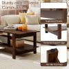 image2Tier Wooden Coffee Table 45L Modern Tea Table with Open Storage Shelf Easy Assembly Center Table for Living Room Home Office Bedroom Balcony Reception Room BlackWalnut