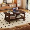 image2Tier Wooden Coffee Table 45L Modern Tea Table with Open Storage Shelf Easy Assembly Center Table for Living Room Home Office Bedroom Balcony Reception Room BlackWalnut