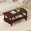 image2Tier Wooden Coffee Table 45L Modern Tea Table with Open Storage Shelf Easy Assembly Center Table for Living Room Home Office Bedroom Balcony Reception Room BlackWalnut