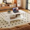 image2Tier Wooden Coffee Table 45L Modern Tea Table with Open Storage Shelf Easy Assembly Center Table for Living Room Home Office Bedroom Balcony Reception Room BlackWhite