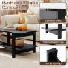 image2Tier Wooden Coffee Table 45L Modern Tea Table with Open Storage Shelf Easy Assembly Center Table for Living Room Home Office Bedroom Balcony Reception Room BlackBlack