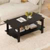 image2Tier Wooden Coffee Table 45L Modern Tea Table with Open Storage Shelf Easy Assembly Center Table for Living Room Home Office Bedroom Balcony Reception Room BlackBlack