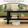 image2Tier Wooden Coffee Table 45L Modern Tea Table with Open Storage Shelf Easy Assembly Center Table for Living Room Home Office Bedroom Balcony Reception Room BlackBlack