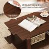image2Tier Wooden Coffee Table 45L Modern Tea Table with Open Storage Shelf Easy Assembly Center Table for Living Room Home Office Bedroom Balcony Reception Room BlackWalnut
