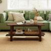 image2Tier Wooden Coffee Table 45L Modern Tea Table with Open Storage Shelf Easy Assembly Center Table for Living Room Home Office Bedroom Balcony Reception Room BlackWalnut