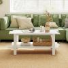 image2Tier Wooden Coffee Table 45L Modern Tea Table with Open Storage Shelf Easy Assembly Center Table for Living Room Home Office Bedroom Balcony Reception Room BlackWhite