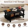 image2Tier Wooden Coffee Table 45L Modern Tea Table with Open Storage Shelf Easy Assembly Center Table for Living Room Home Office Bedroom Balcony Reception Room BlackBlack