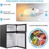 image32 CuFt Mini Fridge with Freezer Compact Mini Refrigerator with 2 Reversible Doors Adjustable Thermostat Removable Glass Shelves Low Noise Small Refrigerator for Office Dorm BlackGrey
