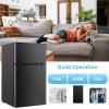 image32 CuFt Mini Fridge with Freezer Compact Mini Refrigerator with 2 Reversible Doors Adjustable Thermostat Removable Glass Shelves Low Noise Small Refrigerator for Office Dorm BlackBlack