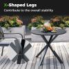 image34 Round Dining Table 4 Person Kitchen Table with WoodLike Tabletop ampamp XShaped Metal Frame IndoorOutdoor Coffee Table for Backyard Balcony Poolside Garden Lawn