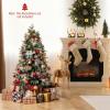 image5FT Prelit Artificial Christmas Tree Hinged Xmas Tree w 190 Warm White LED Lights 8 Modes 602 Branch Tips 26 Pine Cones ampamp 26 Clutters of Red Berries Metal Stand Easy Assembly 5FT5ft