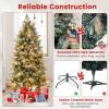 image5FT Prelit Artificial Christmas Tree Hinged Xmas Tree w 190 Warm White LED Lights 8 Modes 602 Branch Tips 26 Pine Cones ampamp 26 Clutters of Red Berries Metal Stand Easy Assembly 5FT6FT