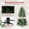image5FT Prelit Artificial Christmas Tree Hinged Xmas Tree w 190 Warm White LED Lights 8 Modes 602 Branch Tips 26 Pine Cones ampamp 26 Clutters of Red Berries Metal Stand Easy Assembly 5FT5ft