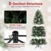 image5FT Prelit Artificial Christmas Tree Hinged Xmas Tree w 190 Warm White LED Lights 8 Modes 602 Branch Tips 26 Pine Cones ampamp 26 Clutters of Red Berries Metal Stand Easy Assembly 5FT6FT