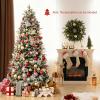 image5FT Prelit Artificial Christmas Tree Hinged Xmas Tree w 190 Warm White LED Lights 8 Modes 602 Branch Tips 26 Pine Cones ampamp 26 Clutters of Red Berries Metal Stand Easy Assembly 5FT7FT