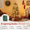 image5FT Prelit Artificial Christmas Tree Hinged Xmas Tree w 190 Warm White LED Lights 8 Modes 602 Branch Tips 26 Pine Cones ampamp 26 Clutters of Red Berries Metal Stand Easy Assembly 5FT5ft
