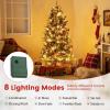 image5FT Prelit Artificial Christmas Tree Hinged Xmas Tree w 190 Warm White LED Lights 8 Modes 602 Branch Tips 26 Pine Cones ampamp 26 Clutters of Red Berries Metal Stand Easy Assembly 5FT6FT