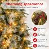 image5FT Prelit Artificial Christmas Tree Hinged Xmas Tree w 190 Warm White LED Lights 8 Modes 602 Branch Tips 26 Pine Cones ampamp 26 Clutters of Red Berries Metal Stand Easy Assembly 5FT6FT