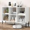 image6 Cube Bookcase 3Tier Wood Freestanding Organizer with 5 Elevated Metal Legs ampamp Adjustable Shelf Storage Open Book Shelf for Home OfficeLiving Room WhiteWhite