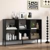 image6 Cube Bookcase 3Tier Wood Freestanding Organizer with 5 Elevated Metal Legs ampamp Adjustable Shelf Storage Open Book Shelf for Home OfficeLiving Room WhiteBlack