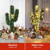 image6ft Artificial Cactus Christmas Tree PreLit Xmas Tree with 120 LED Lights Red ampamp Golden Ornaments ampamp Yellow Bowknot Seasonal Holiday Decoration Tree for Home Office Mall Party 6ft5ft