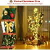 image6ft Artificial Cactus Christmas Tree PreLit Xmas Tree with 120 LED Lights Red ampamp Golden Ornaments ampamp Yellow Bowknot Seasonal Holiday Decoration Tree for Home Office Mall Party 6ft7ft
