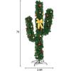 image6ft Artificial Cactus Christmas Tree PreLit Xmas Tree with 120 LED Lights Red ampamp Golden Ornaments ampamp Yellow Bowknot Seasonal Holiday Decoration Tree for Home Office Mall Party 6ft7ft