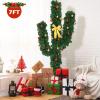 image6ft Artificial Cactus Christmas Tree PreLit Xmas Tree with 120 LED Lights Red ampamp Golden Ornaments ampamp Yellow Bowknot Seasonal Holiday Decoration Tree for Home Office Mall Party 6ft7ft