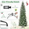 image75 FT Prelit Pencil Christmas Tree Artificial Snow Flocked Hinged Xmas Tree w 913 Branch Tips 350 Warm White LED Lights 75 Pine Cones Slim Skinny Christmas Tree for Home Shop ampamp Office9ft