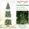 image75 FT Prelit Pencil Christmas Tree Artificial Snow Flocked Hinged Xmas Tree w 913 Branch Tips 350 Warm White LED Lights 75 Pine Cones Slim Skinny Christmas Tree for Home Shop ampamp Office6ft