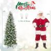 image75 FT Prelit Pencil Christmas Tree Artificial Snow Flocked Hinged Xmas Tree w 913 Branch Tips 350 Warm White LED Lights 75 Pine Cones Slim Skinny Christmas Tree for Home Shop ampamp Office6ft