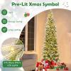 image75 FT Prelit Pencil Christmas Tree Artificial Snow Flocked Hinged Xmas Tree w 913 Branch Tips 350 Warm White LED Lights 75 Pine Cones Slim Skinny Christmas Tree for Home Shop ampamp Office9ft