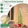 image75 FT Prelit Pencil Christmas Tree Artificial Snow Flocked Hinged Xmas Tree w 913 Branch Tips 350 Warm White LED Lights 75 Pine Cones Slim Skinny Christmas Tree for Home Shop ampamp Office6ft
