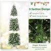 image75 FT Prelit Pencil Christmas Tree Artificial Snow Flocked Hinged Xmas Tree w 913 Branch Tips 350 Warm White LED Lights 75 Pine Cones Slim Skinny Christmas Tree for Home Shop ampamp Office7ft 6in