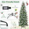 image75 FT Prelit Pencil Christmas Tree Artificial Snow Flocked Hinged Xmas Tree w 913 Branch Tips 350 Warm White LED Lights 75 Pine Cones Slim Skinny Christmas Tree for Home Shop ampamp Office6ft