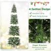 image75 FT Prelit Pencil Christmas Tree Artificial Snow Flocked Hinged Xmas Tree w 913 Branch Tips 350 Warm White LED Lights 75 Pine Cones Slim Skinny Christmas Tree for Home Shop ampamp Office9ft