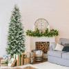 image75 FT Prelit Pencil Christmas Tree Artificial Snow Flocked Hinged Xmas Tree w 913 Branch Tips 350 Warm White LED Lights 75 Pine Cones Slim Skinny Christmas Tree for Home Shop ampamp Office6ft