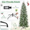 image75 FT Prelit Pencil Christmas Tree Artificial Snow Flocked Hinged Xmas Tree w 913 Branch Tips 350 Warm White LED Lights 75 Pine Cones Slim Skinny Christmas Tree for Home Shop ampamp Office7ft 6in