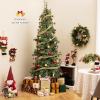 image7FT Prelit Artificial Christmas Tree Cashmere Xmas Tree with 502 Pine Needles 300 Warm White LED Lights with Bulb Cover Natural Pine Cones Foldable Metal Stand for Home Office 7ft8ft
