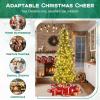 image7FT Prelit Artificial Christmas Tree Cashmere Xmas Tree with 502 Pine Needles 300 Warm White LED Lights with Bulb Cover Natural Pine Cones Foldable Metal Stand for Home Office 7ft8ft