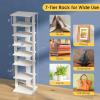 image7Tiers Shoe Rack Tall Vertical Shoe Storage with Removable Shelves ampamp Antitoppling Device Slim Corner Shoe Shelf Organizer for Entryway Closet Small Space Rustic BrownWhite
