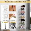image7Tiers Shoe Rack Tall Vertical Shoe Storage with Removable Shelves ampamp Antitoppling Device Slim Corner Shoe Shelf Organizer for Entryway Closet Small Space Rustic BrownWhite