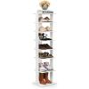 image7Tiers Shoe Rack Tall Vertical Shoe Storage with Removable Shelves ampamp Antitoppling Device Slim Corner Shoe Shelf Organizer for Entryway Closet Small Space Rustic BrownWhite